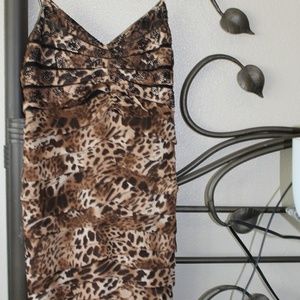 100% Silk, animal print layered and lined dress